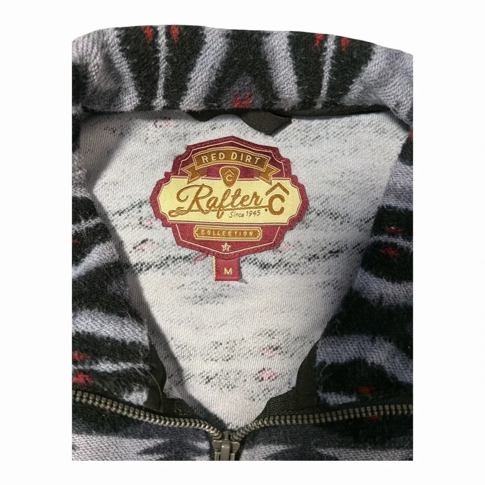 Rafter C Southwestern Aztec Quarter Zip Pullover Fleece‎ Jacket Medium